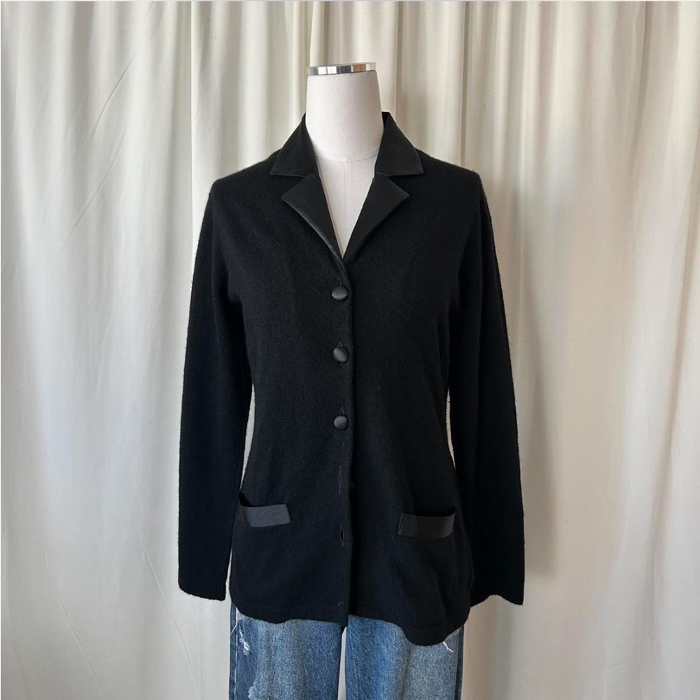 Vintage Outlander Wool button-up Cardigan sweater black Large. - Picture 3 of 8